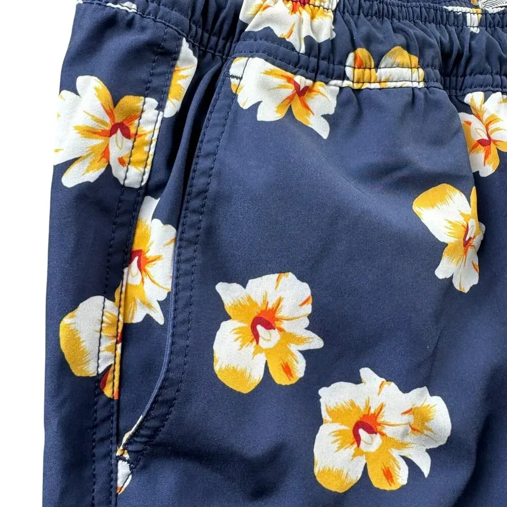J.Crew Flex Swimwear Swim Trunks Men's Large Navy Floral Mesh Brief Lined Beach